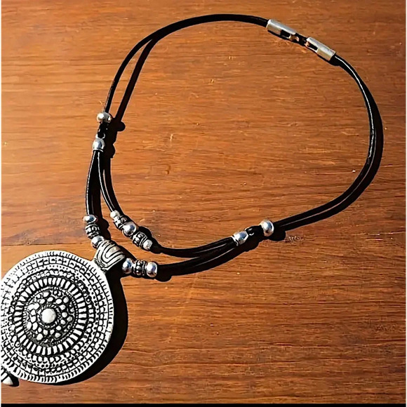 Boho Silver Tribal Choker Necklace - Picture 3 of 4